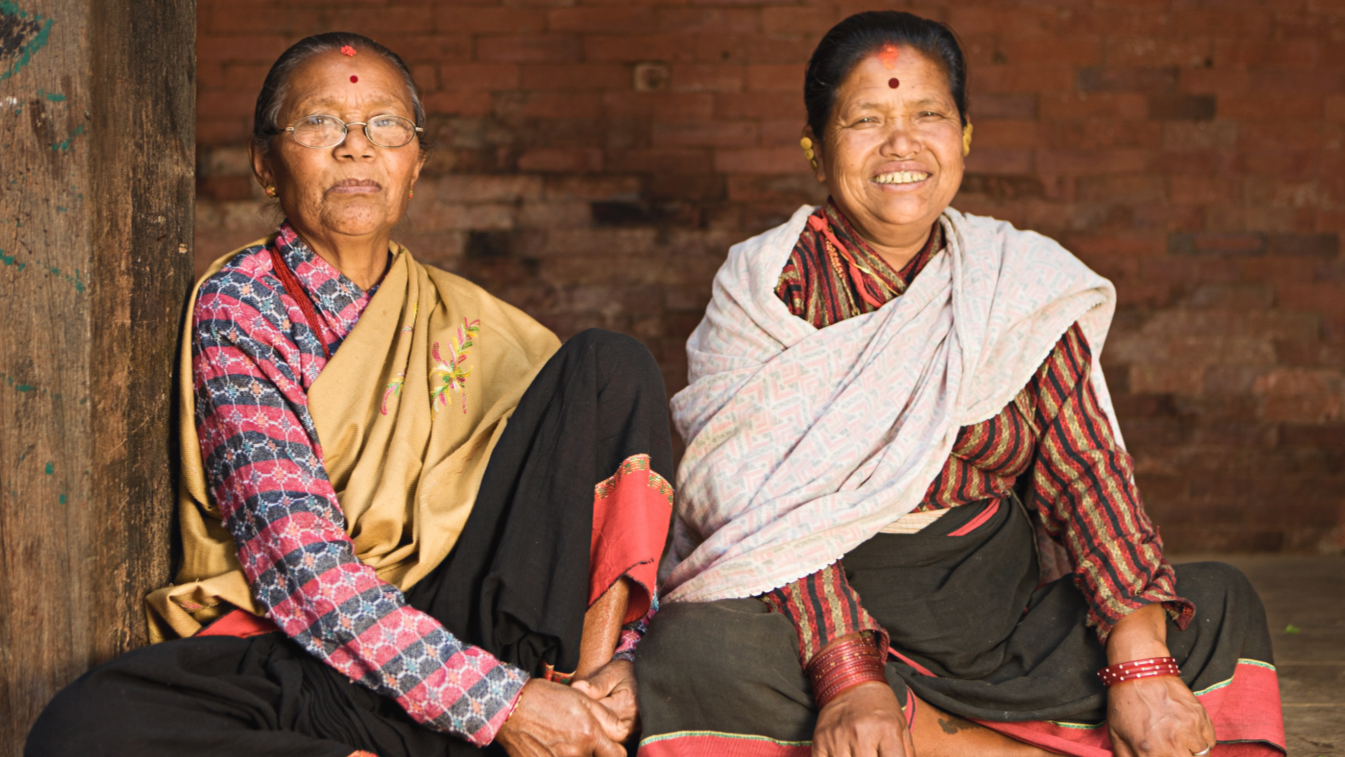 Old Newari Women Smiling