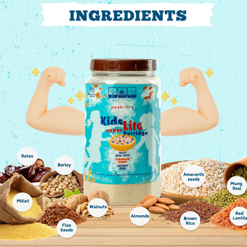 Jar of Poshilo Kids Lito Sattu Ingredients
